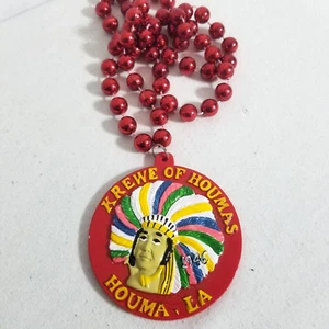 Karneval Perlen Krewe von Houmas Medaillon 19" Spezial Halskette Nola Karneval - Bild 1 von 6