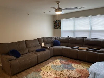 Beautiful Curved Sectional With Four Recliners - Image 1 of 2