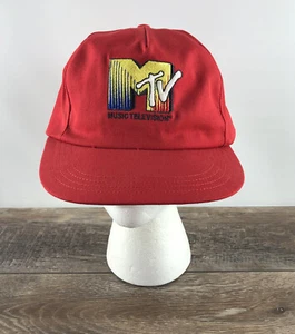 Vintage MTV Snapback Baseball Hat - Red - Athletic Cap Company - Made in USA - Picture 1 of 7