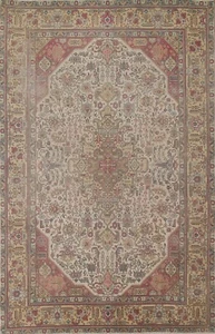 Traditional Distressed Geometric Vintage Area Rug 7x10 Handmade Muted Carpet - Picture 1 of 12