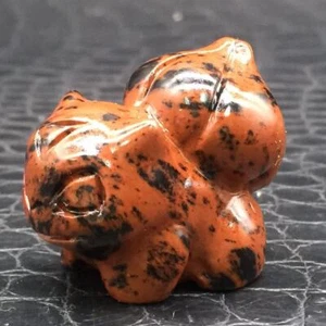 Cristallo di Quarzo Ossidiana Rossa Naturale Intagliato MINI Bulbasaur Decorazione Guarigione 27g - Foto 1 di 7