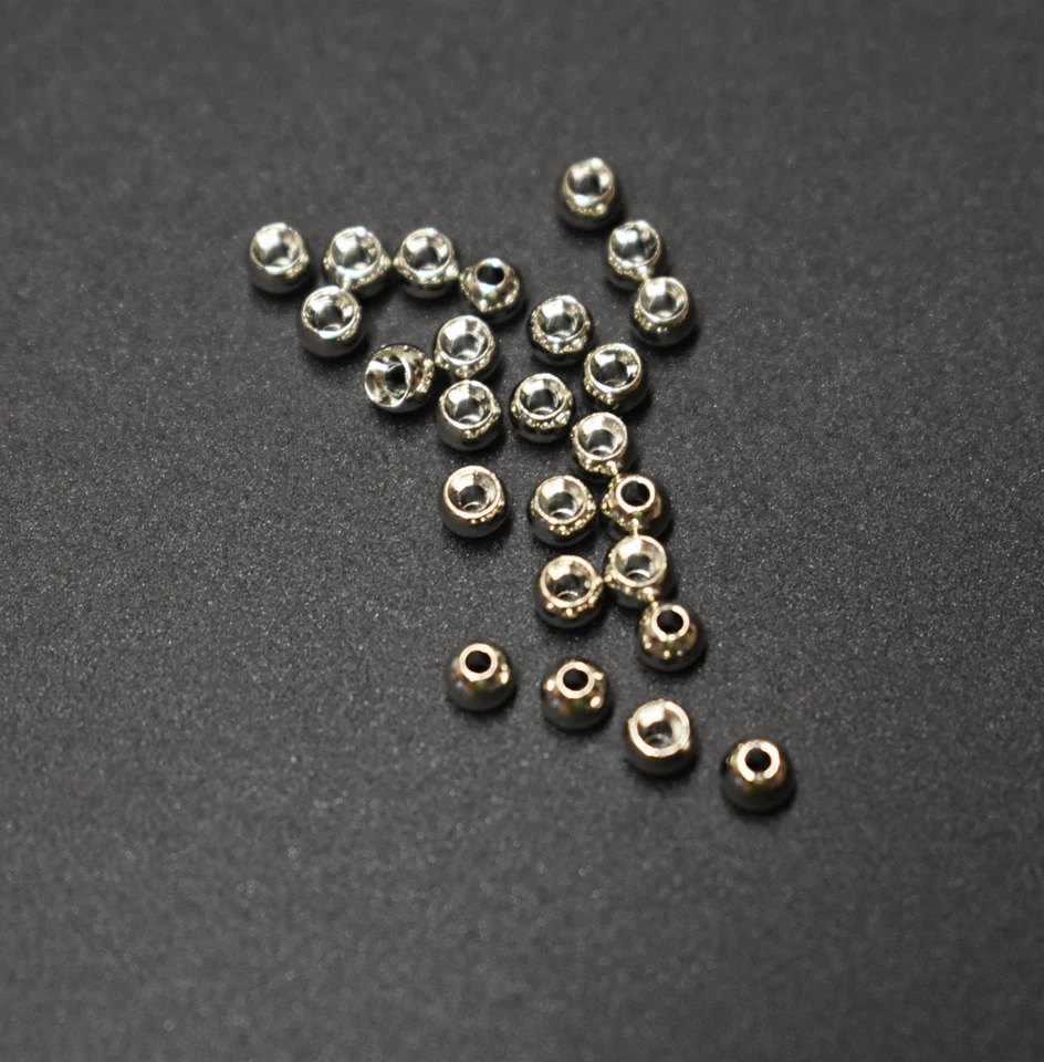 25 Premium NICKEL  3.3mm   1/8"  Beads Bead Heads for Fly Tying - Image 1 of 1