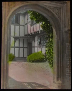 Linterna mágica de vidrio diapositiva Beaconsfield rectory gateway c1920 foto inglaterra - Imagen 1 de 2