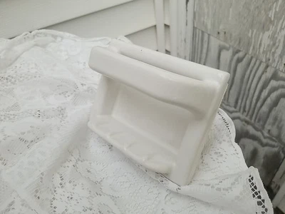 VINTAGE NOS WHITE PORCELAIN BATHROOM TOWEL BAR Handles SOAP DISHES 1950s Old Hom - Image 1 of 4