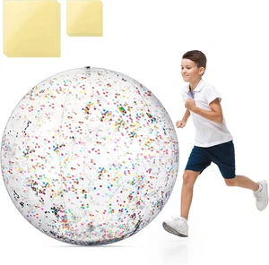 60 Inch Giant Beach Ball Large Inflatable Ball Glitter Beach Ball Jumbo Swimming - Picture 1 of 12