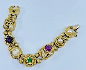Pulsera Deslizable Vintage Sin Firmar Goldette Victoriano Renacimiento Serpiente Camafeo Dije - Imagen 1 de 14
