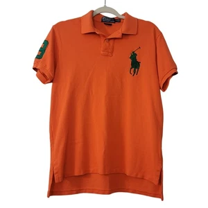Vintage Polo By Ralph Lauren Custom Fit Poloshirt Gr. M Orange Big Pony "3" Logo - Bild 1 von 5