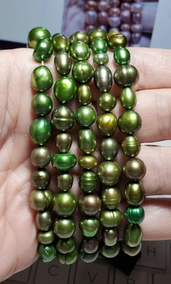 HONORA 7-8mm Genuine Cultured Freshwater Green Hues Pearl Bracelet Set of 5 - Image 1 of 3