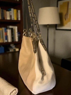 Coach Phoebe Shoulder Bag Exotic Trim Leather Hobo Purse Black Gold READ - Image 1 of 4