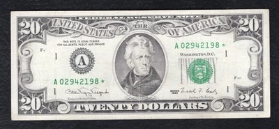 FR. 2077-A* 1990 $20 *STAR* FRN FEDERAL RESERVE NOTE BOSTON, MA EXTREMELY FINE - Image 1 of 2