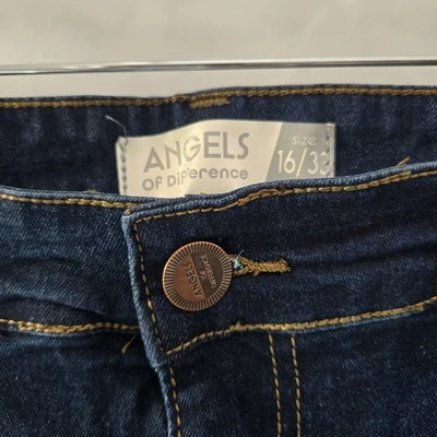 Jeans feminino Angels Of Difference perna larga lavagem escura tamanho 16/33 temporada Q1 2025 - Imagem 1 de 4