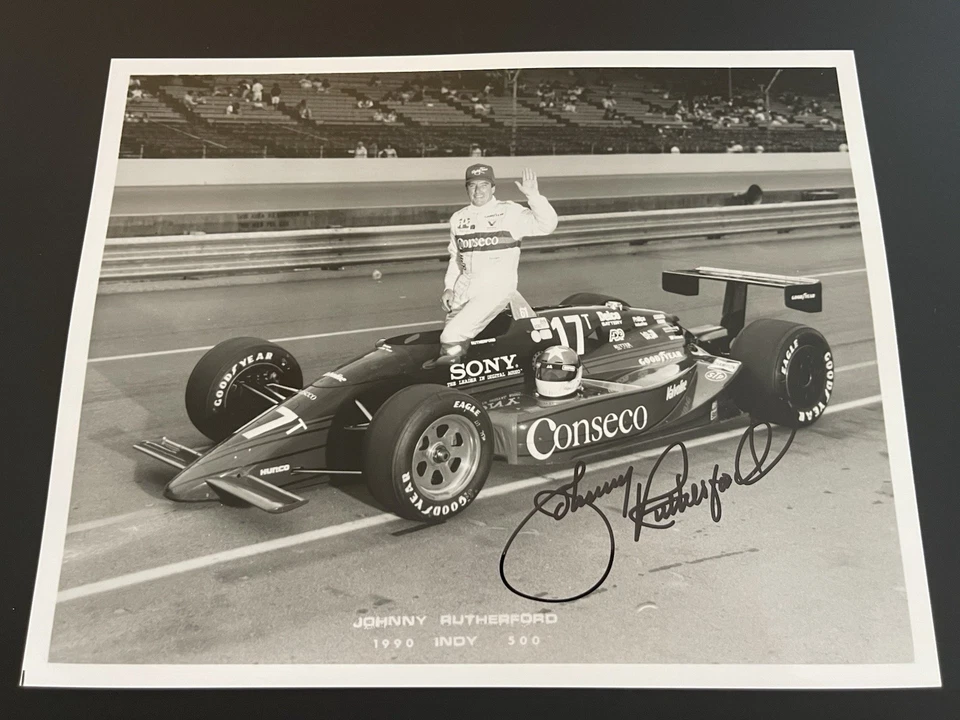 JOHNNY RUTHERFORD NASCAR & INDY 500 3x Winner: Hand Signed Photo 8 x 10” /KSK - Image 1 of 4