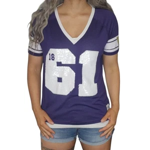 Maglia calcio Washington State donna piccole paillettes viola scintillante bianca - Foto 1 di 15