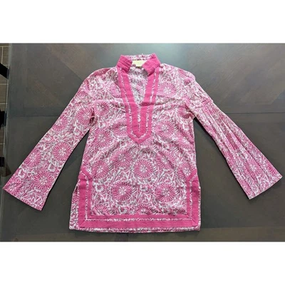 Camisa túnica floral rosa blanca Michael Kors talla S/P manga campana Foto 1 de 3