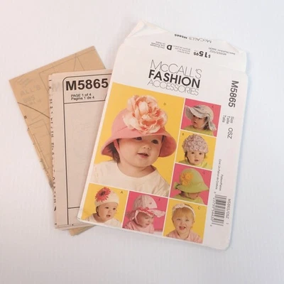McCalls Sewing Pattern M5865 Infant Toddler Hats in 7 Styles UNCUT - Image 1 of 4
