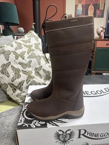 Rhinegold Elite Harlem Country Boot UK 5 wide brown leather waterproof new - Picture 1 of 6