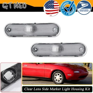 2PCS Clear Front / Rear Side Marker Light Housing For 1990-2005 Mazda Miata MX-5 - Picture 1 of 8