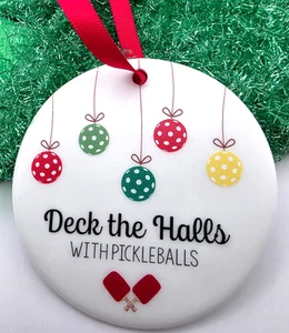 Bola de pepinillo adorno de Navidad cubierta de cerámica los pasillos con bolas de pepinillo caja de regalo - Imagen 1 de 12