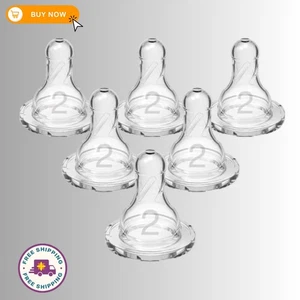 Dr. Brown’s Natural Flow Level 2 schmale Babyflasche Silikon Brustwarze, mittlerer Durchfluss - Bild 1 von 5