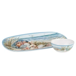Certified International Coastal Landscape Tray with Dip Bowl Set, 15" Kitchen - Picture 1 of 1