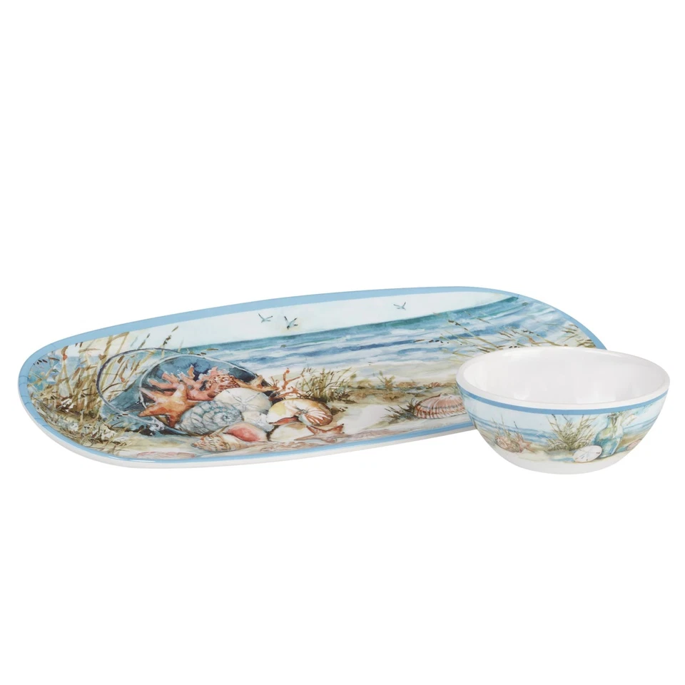 Certified International Coastal Landscape Tray with Dip Bowl Set, 15" Kitchen - Image 1 of 1