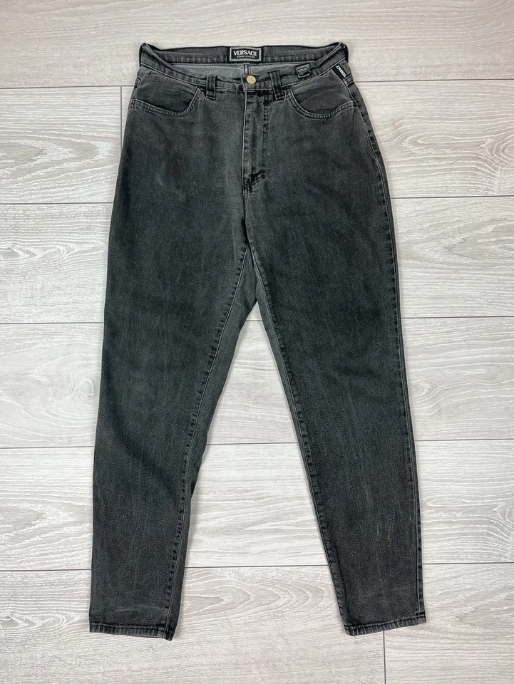 Versace Couture Vintage 90s Logo Gris Denim Pantalones Jeans Hombres 30 Talla - Imagen 1 de 4