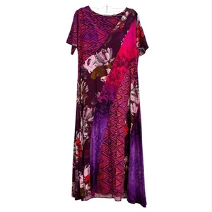 Soft Surroundings Estelle Maxikleid Petite Small Kurzarm künstlerisch gemischter Druck - Bild 1 von 6