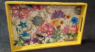 Michel Design Works French Floral HISTOIRE NATURELLE  Wooden Vanity Tray  - Image 1 of 4