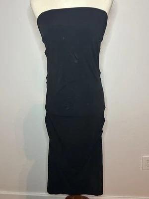 Vestido midi ceñido al cuerpo PLEIN SUD JEANS negro sin tirantes laterales fruncidos Foto 1 de 4