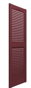 Builders Edge  Louvered Vinyl Exterior Shutters Pair - Wineberry - Picture 1 of 4