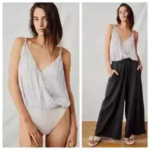 Intimately Free People Siren Song Bodysuit S Small Gray Leopard Print NWT - Picture 1 of 11