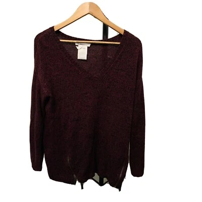 BCBG Generation Small Sweater Long Sleeve Zipper Detail Maroon  Foto 1 de 4