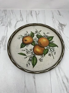 Vintage 60's Peaches Fruit Metal Vintage Serving Tray 11" - Picture 1 of 11