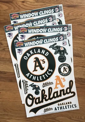MLB Oakland Athletics A's Car Window Cling 11x17 Lot of 4 sheets 1996 Clings - Image 1 of 4