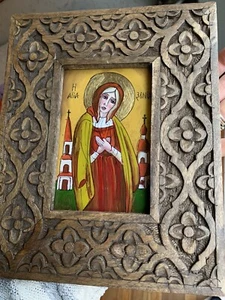 Orthodoxe Ikone - Heilige Xenia von St. Petersburg - handbemalt auf Glas 8x10" Rahmen - Bild 1 von 7