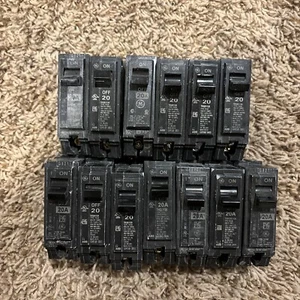 Lot of 13 - General Electric GE 20 Amp Single Pole Circuit Breaker USED - Picture 1 of 2