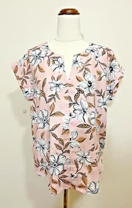 TRENERY French Linen Baby Pink Floral Top Size M - Picture 1 of 6
