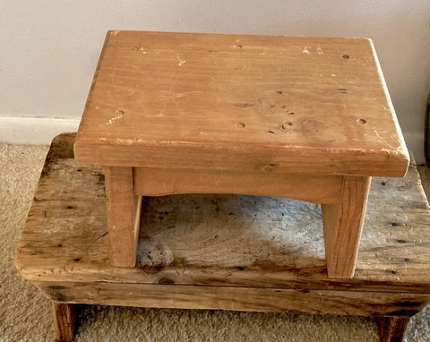 Heavy Wooden Unfinished Handcrafted Pine Bench-No Nails-Beautiful-13” x 9” x 7” Cover