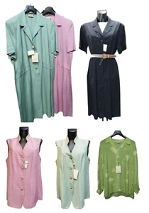Vestito Estivo Donna Casacca Calibrato Rosa Verde Nero Elena Mirò Lino Curvy - Picture 1 of 59