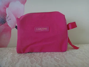 Lancome Fuchsia Cosmetics Bag W/ Matching Bow -COTTON Rose Zipper - Picture 1 of 5