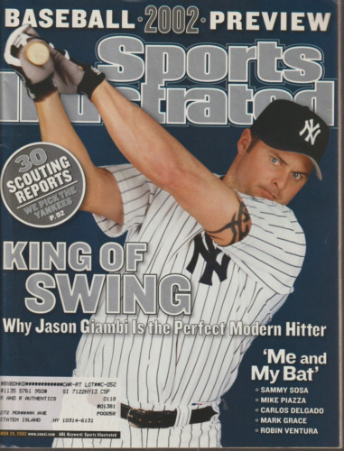 Sports Illustrated Baseball 2002 Preview Jason Giambi March  2002 KL3279