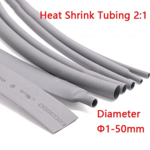 Diameter Φ1~50mm 2:1 Gray Heat Shrink Heatshrink Tube Tubing Wire Sleeving Wrap - Picture 1 of 13