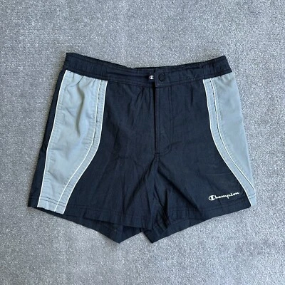 CHAMPION Herren Badehose Badeshorts Small Beach Shorts Logo Retro 6412 Schwarz - Bild 1 von 4