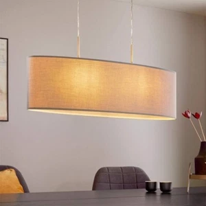 Hängelampe EGLO Pasteri, Textil Pendelleuchte, ovale Hängeleuchte Metall Silber - Bild 1 von 4