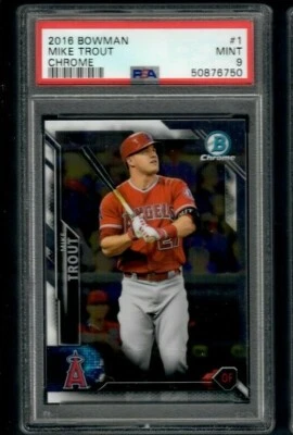 2016 Bowman Mike Trout #1 Chrome PSA 9 SUPER ANGELS MVP - Image 1 of 2
