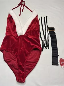 Christmas Lingerie For Women Sexy Red Miss Claus Bodysuit One Piece Santa Large - Picture 1 of 7