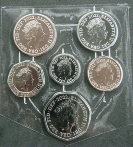2022 Royal Mint Definitive BUNC 6 Coin Set From 1p to 50p Royal Shield Of Arms - Picture 1 of 2
