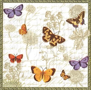 4 x Single Paper Napkins Decoupage Craft Table Butterfly Flowers 100 - Picture 1 of 2