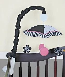 Black & White Flower & Dots Girl Baby Musical Crib Mobile Set by GEENNY - Picture 1 of 2