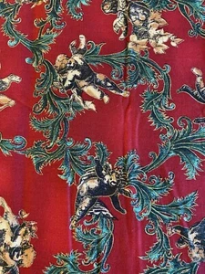 Hoffman International Vintage Christmas Fabric Boughs Of Holly Angels 43x104” - Picture 1 of 5